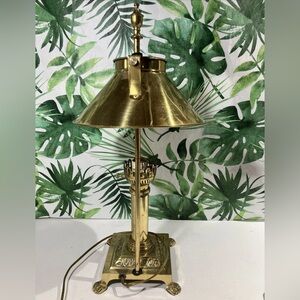 Vintage Paris Orient Express Istanbul Brass Table Lamp Adj. Shade clawfoot